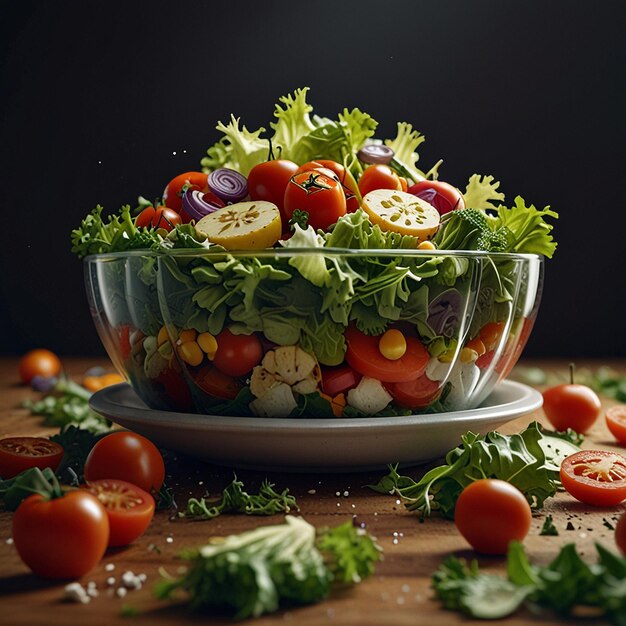 Photo vegetables floating salad photo