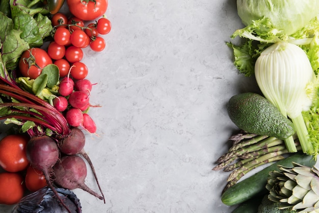 Vegetables on gray surface