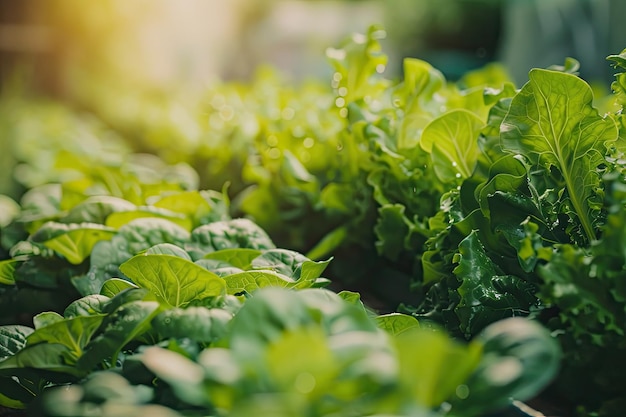 Vegetables growing in an urban farm macro shot of sustainable agriculture