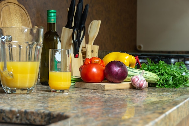 Vegetables on a kitchen table in rio de janeiro Brazil