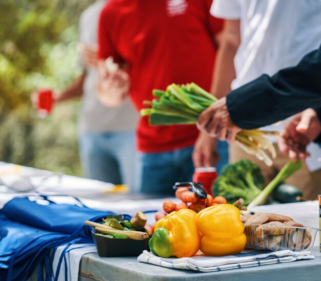 Vegetables ready to cook in a outdoors table