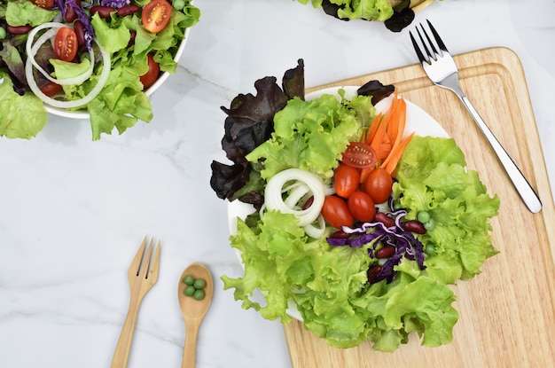 Vegetables salad on dish