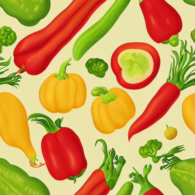 Vegetables seamless pattern. Vegetables background. Healthy food pattern