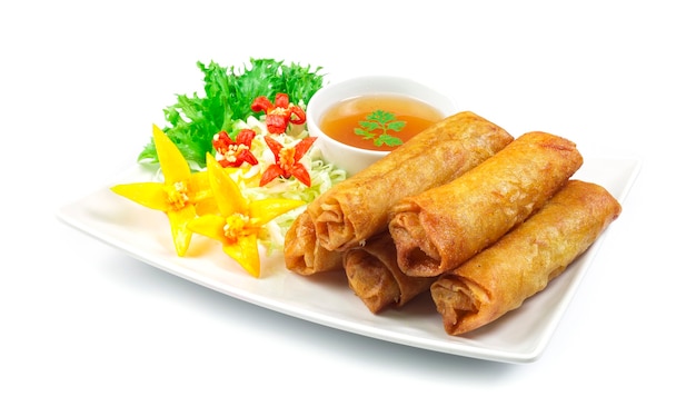 Vegetables Spring Roll deep fried Thai food fusion