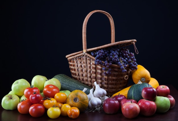 Vegetables on the table on a dark background