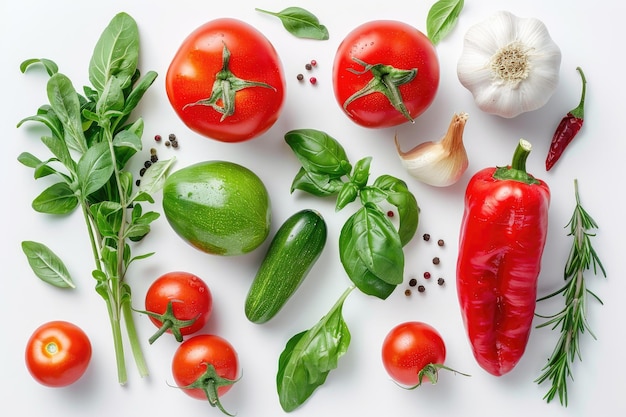 Vegetables on White Background with Place for Text and Design