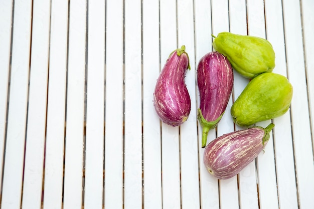 Vegetables on a white table