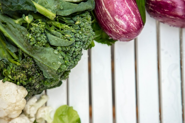 Vegetables on a white table