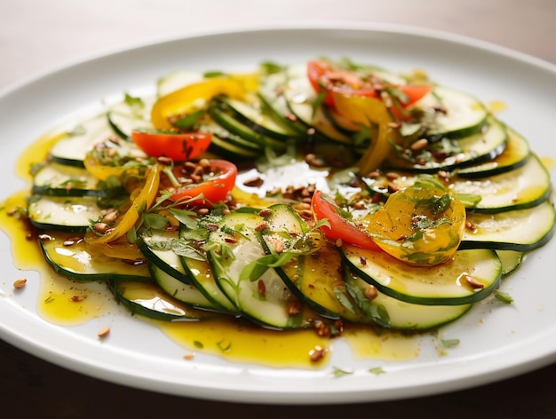 vegetarian appetizer of marinated zucchini generated ai