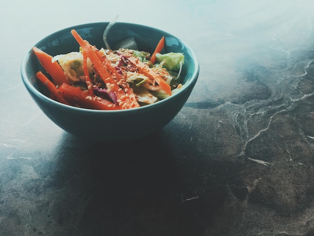 Vegetarian asian vegetable salad served in a bowl in japanese restaurant healthy diet food