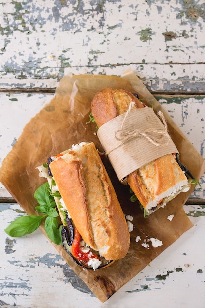 Vegetarian baguette sandwich