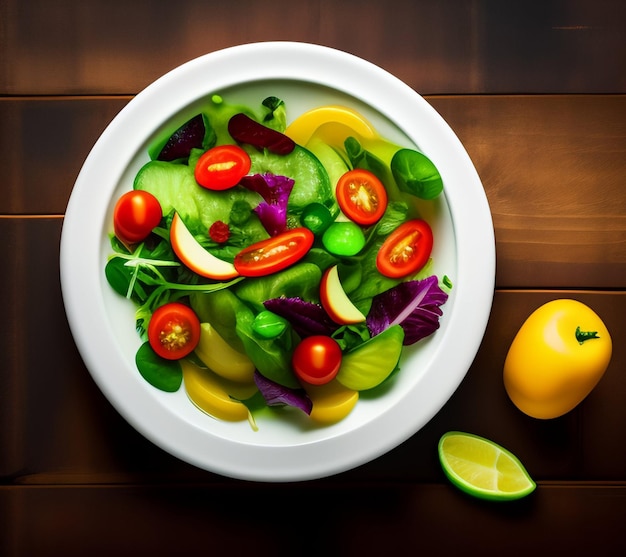 Vegetarian chickpea salad. It prepared with tomatoes, cucumber, red onion, cress salad and arugula.