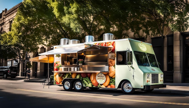 Photo vegetarian food truck