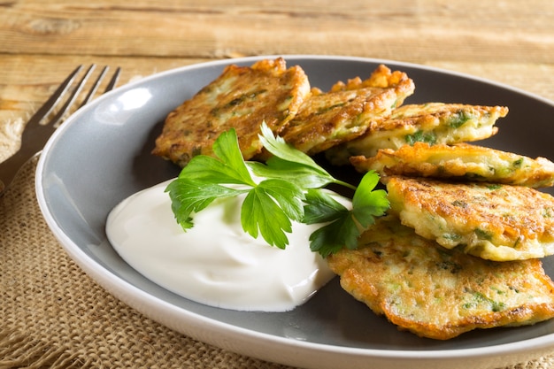 Vegetarian healthy zucchini pancakes