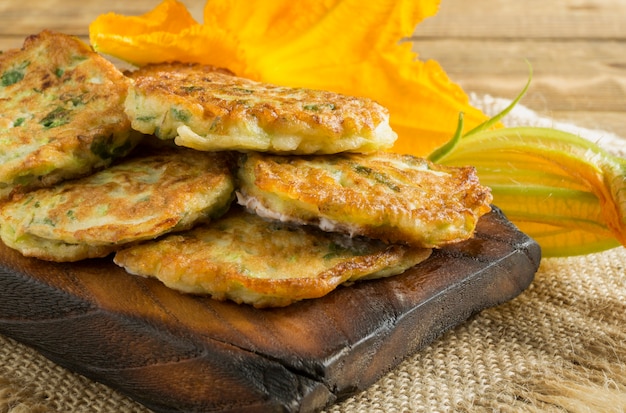 Vegetarian healthy zucchini pancakes