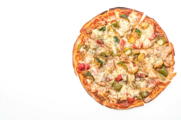 vegetarian pizza on white background