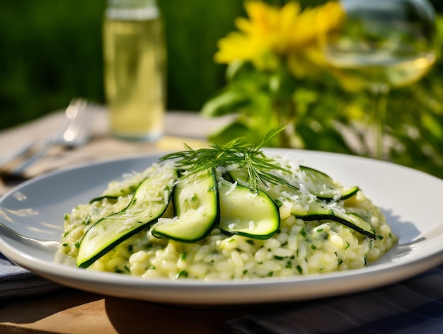 Vegetarian risotto with zucchini generated ai