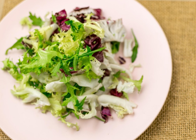 Vegetarian salad of fresh vegetables on a plate