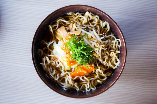 Vegeterian ramen soup. Traditional Japanese recipe.