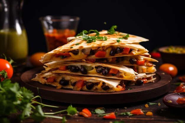 Veggie quesadilla with black beans and cheese