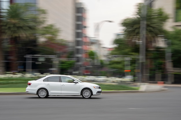 Vehicle or car moving at speed on an avenue in Mexico City