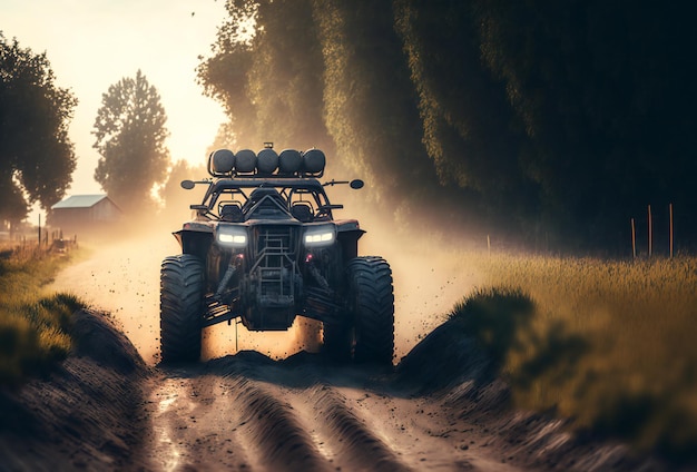 Vehicle on off road track creative digital illustration sports