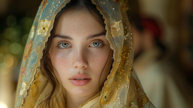 Veiled Woman in Traditional Attire