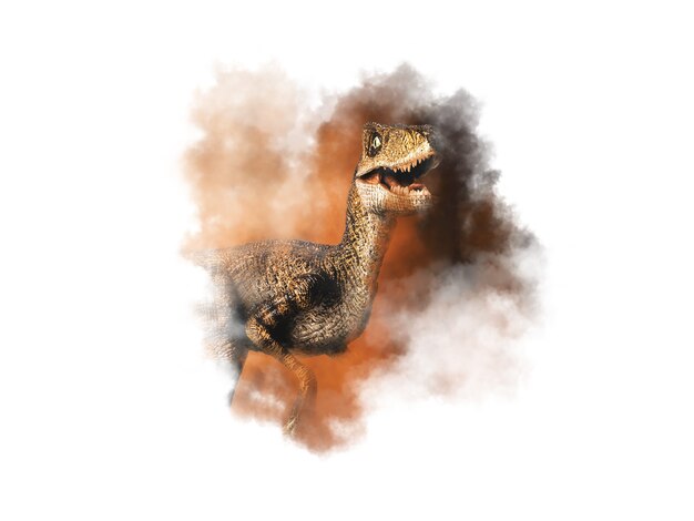 Velociraptor Dinosaur on smoke background