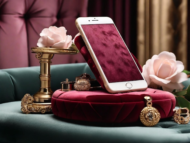 The Velvet Podium With a Plush and Luxurious Texture Three Tier Phone Polidum