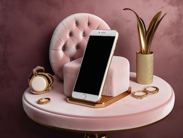 The Velvet Podium With a Plush and Luxurious Texture Three Tier Phone Polidum