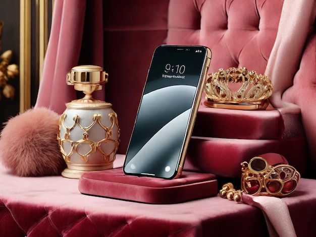 The Velvet Podium With a Plush and Luxurious Texture Three Tier Phone Polidum