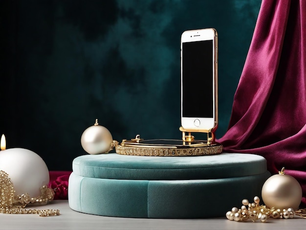 The Velvet Podium With a Plush and Luxurious Texture Three Tier Phone Polidum