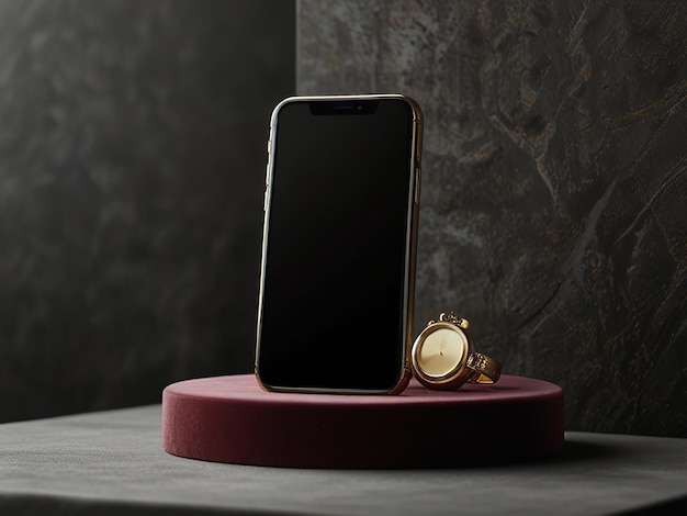 Photo the velvet podium with a plush and luxurious texture three tier phone polidum