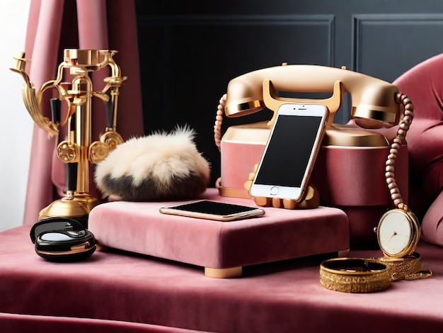 The Velvet Podium With a Plush and Luxurious Texture Three Tier Phone Polidum