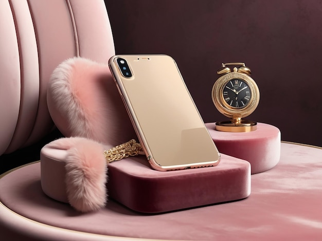 The Velvet Podium With a Plush and Luxurious Texture Three Tier Phone Polidum