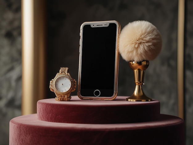 The Velvet Podium With a Plush and Luxurious Texture Three Tier Phone Polidum