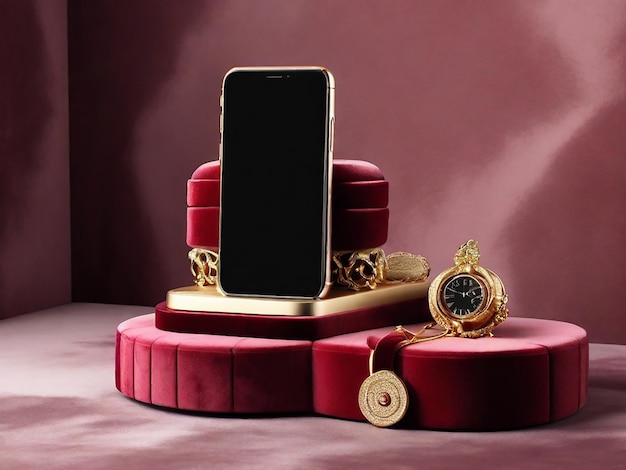 The Velvet Podium With a Plush and Luxurious Texture Three Tier Phone Polidum