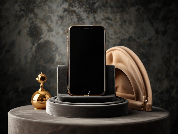 The Velvet Podium With a Plush and Luxurious Texture Three Tier Phone Polidum