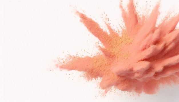 Photo velvety peach holi powder exploding on white background