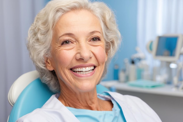 veneers or dentures in senior woman mouth oral hygiene ai generative