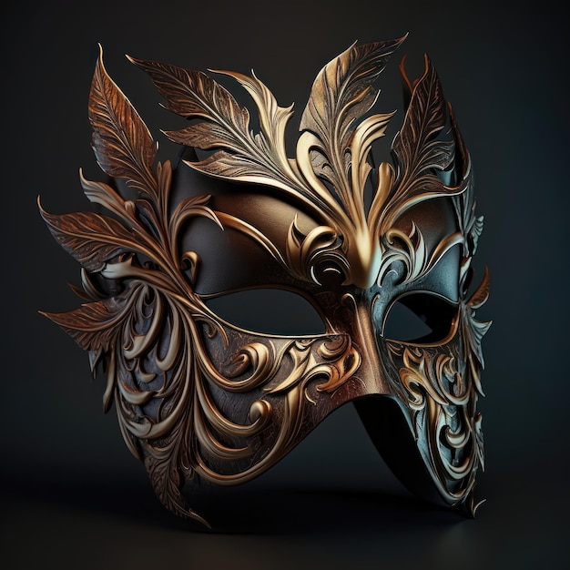 Venetian carnival mask isolated on dark background Masquerade one mask template for carnival in front view