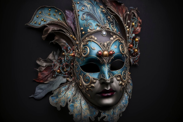 venetian carnival mask isolated on dark background masquerade one mask template for carnival