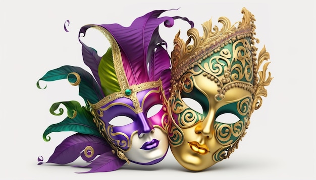 Venetian mask carnival colorful splash art masquerade mardi gras illustration. Generative AI