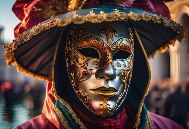 Venetian mask at carnival in Italy portrait