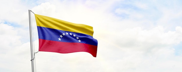 Venezuela flag waving on sky background 3D Rendering