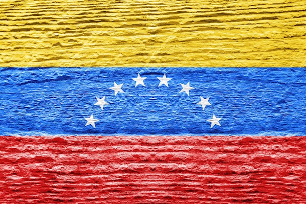 Venezuela flag with a wooden texture