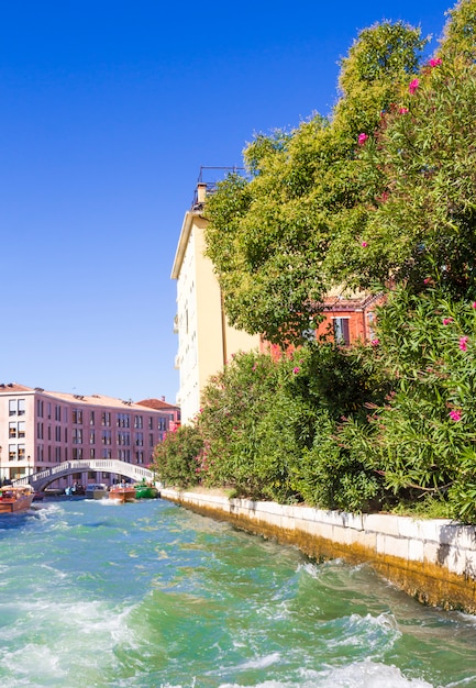 Venice lagoon. Houses in Venice. Venetian streets.