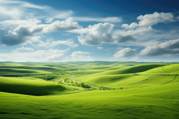 Verdant Beauty Panoramic Green Field View