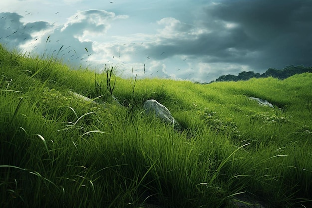 Photo verdant grass field art beautiful natural view green grass background