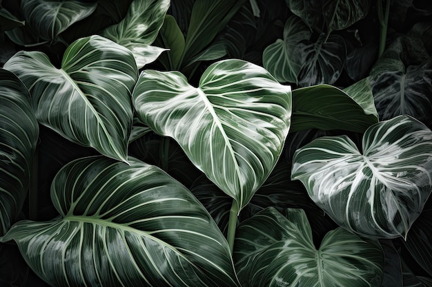 Verdant leaves mingling with white foliage creating texture abundant backdrops Generative AI